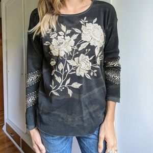Johnny Was floral embroidered camo thermal Medium
